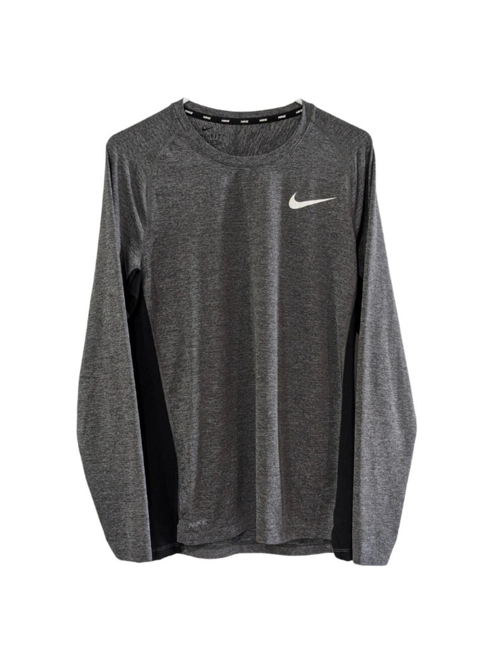 Nike Men's Dri-Fit Tight Fit Long Sleeve Top Gray/Black, Size Medium